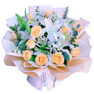 赣州16朵香槟玫瑰2支百合，爱的温暖和幸福