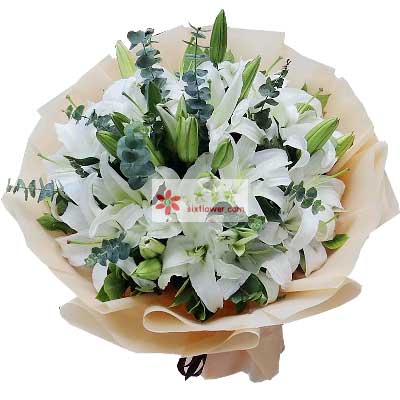赣州9支白色多头百合，祝福你幸福