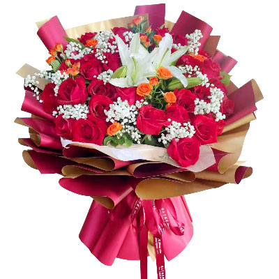 赣州33朵红玫瑰百合，爱如同花般绽放